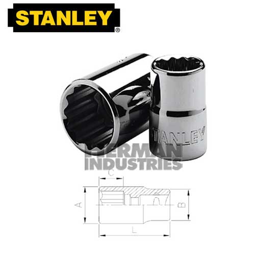 STANLEY Socket Standard 1/2" Drive 12 Point 30 mm Model 88-802-1-23